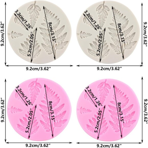 Tree Leaf Silicone Mold Fern Leaves Fondant Molds Fern Mold For Cake Decorating - Picture 2 of 9